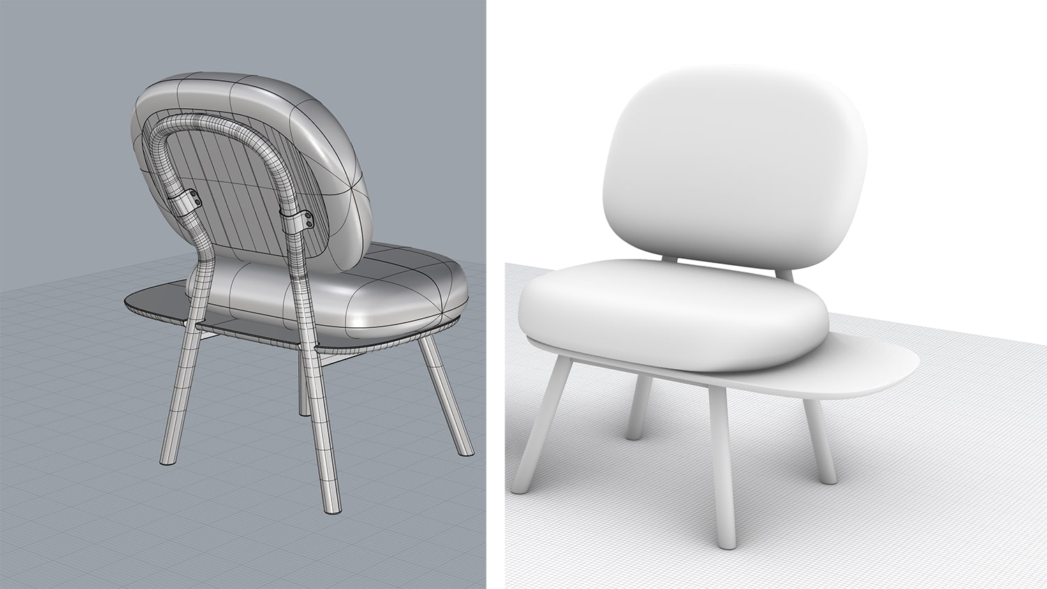 Modélisation 3D et rendu 3D d'un fauteuil avec tablette